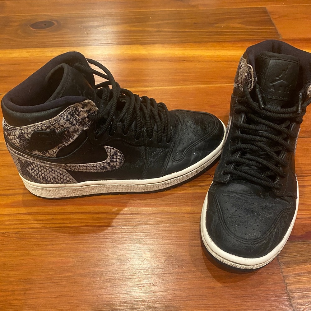 Black and snake skin print Air Jordan’s